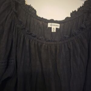 Max Studio Black Off-the-Shoulder Gauze Blouse